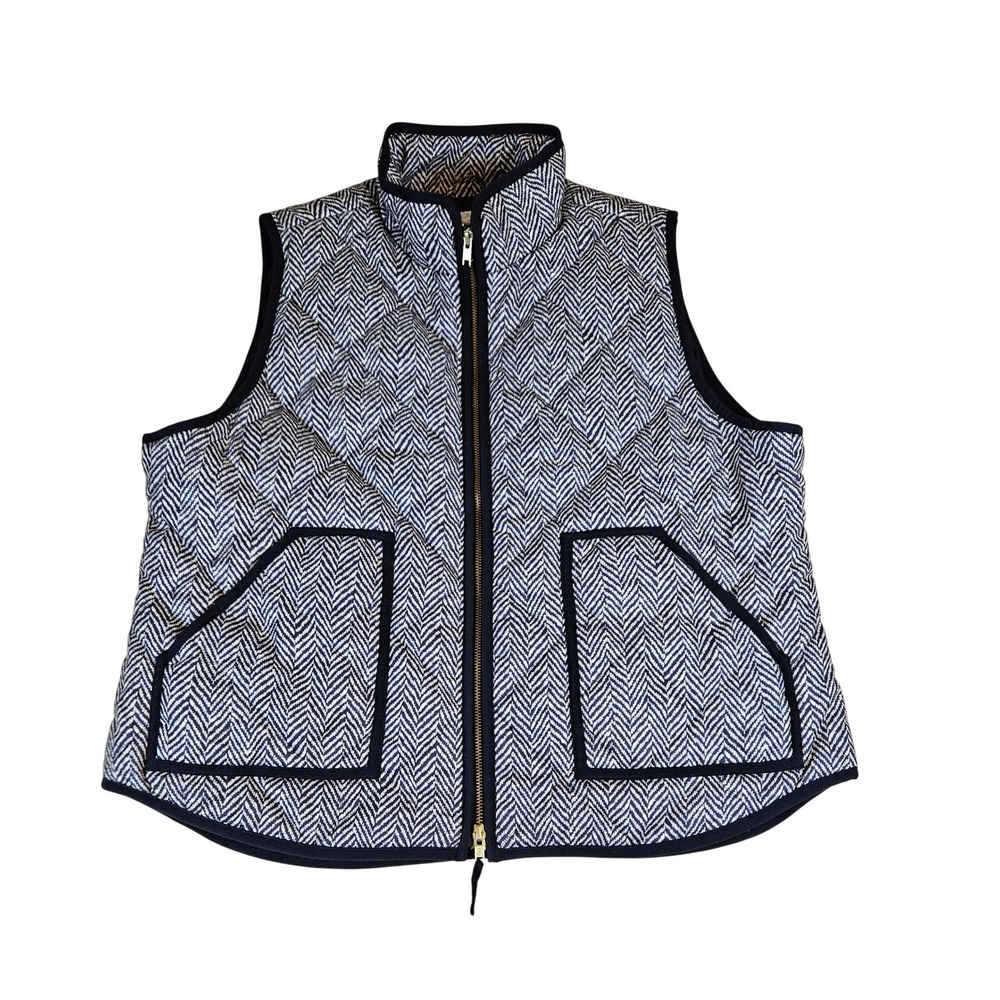 J.Crew Quilted Vest Women M Herringbone Equestrian Nautical Preppy Old Money